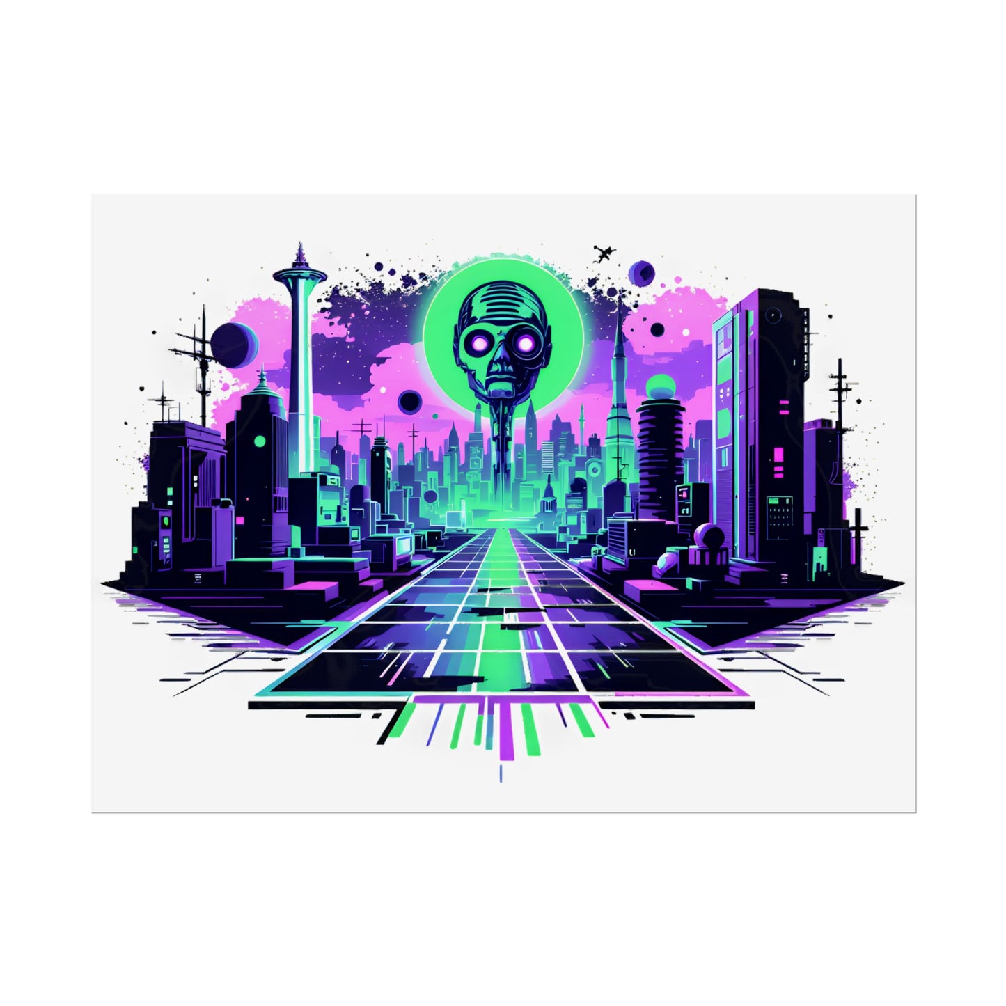 Futuristic Alien City Rolled Poster