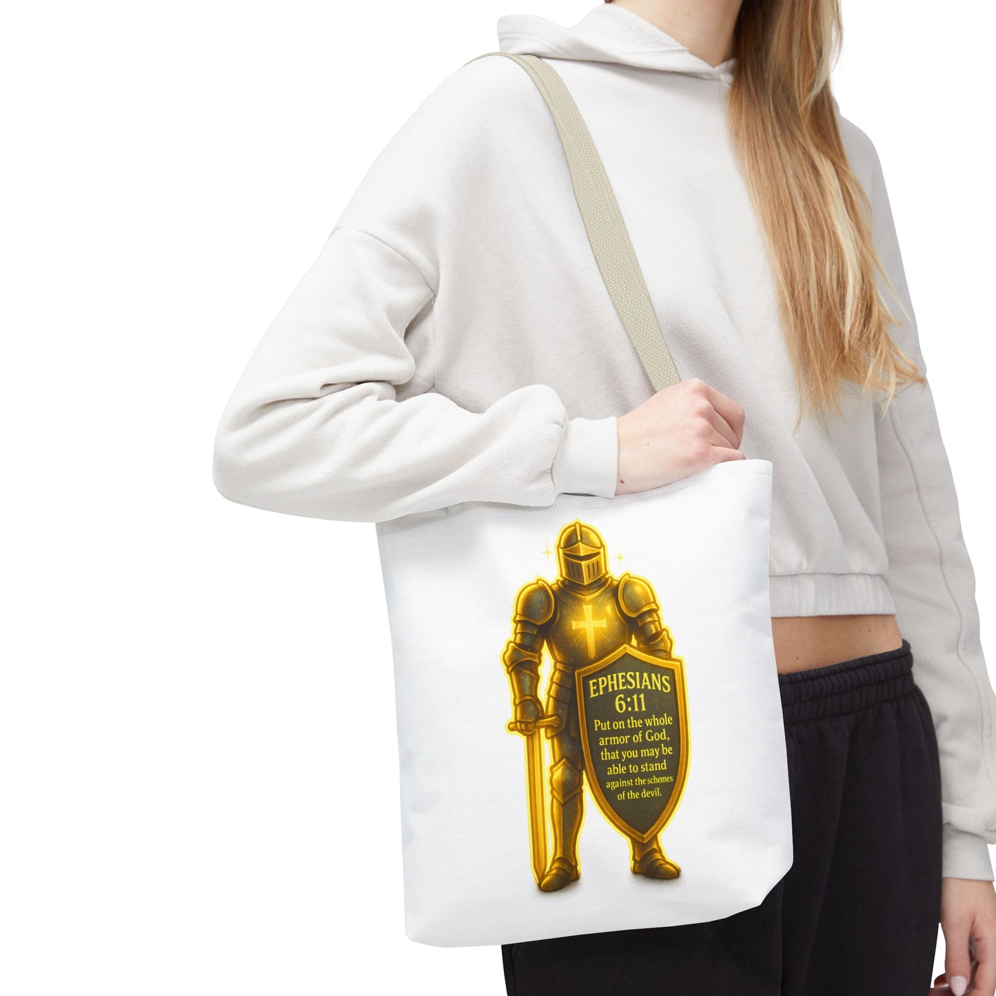 Armor Emblem Tote Bag – Ephesians 6:11 Christian Faith Tote