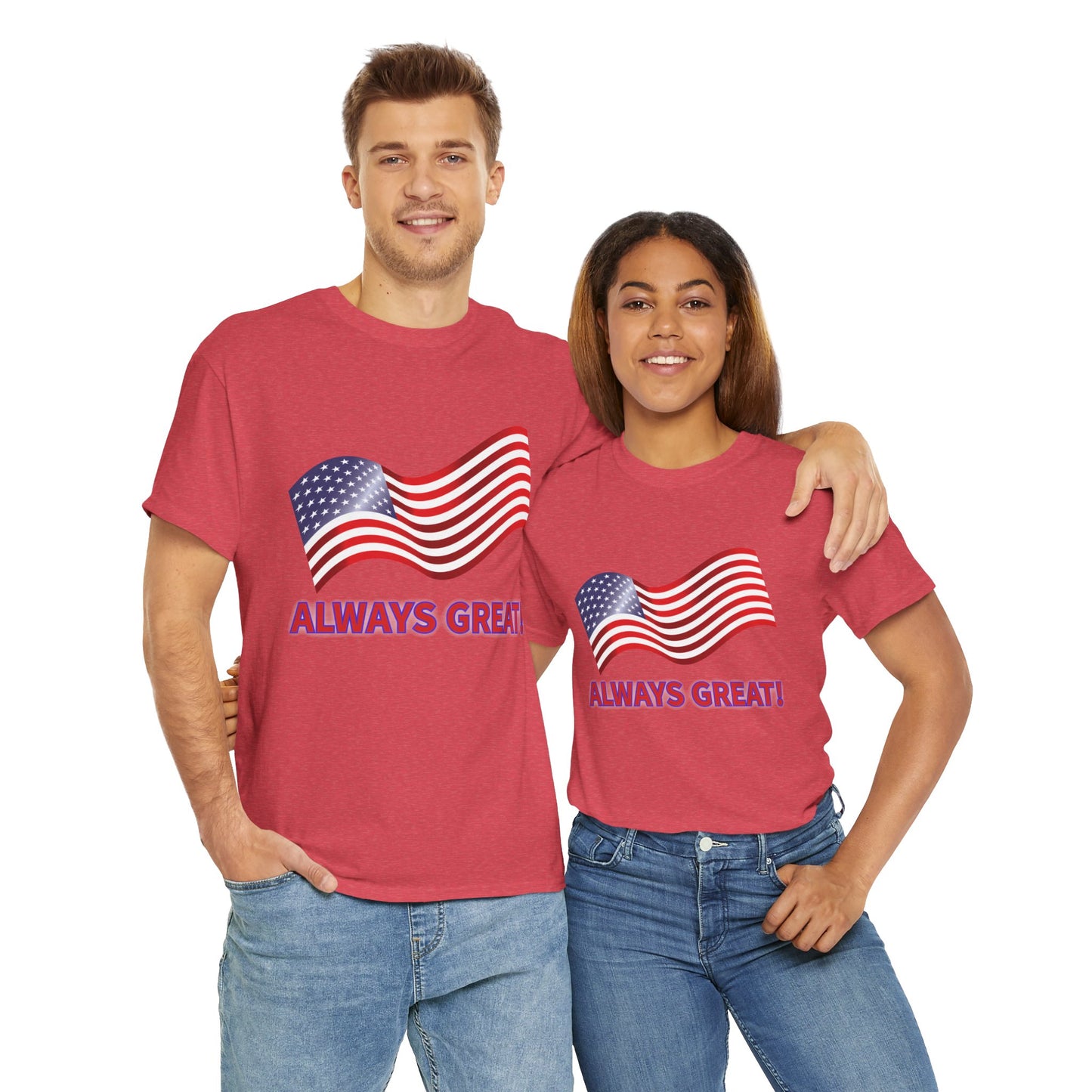 Bold American Flag T-Shirt, Always Great Unisex Heavy Cotton Tee