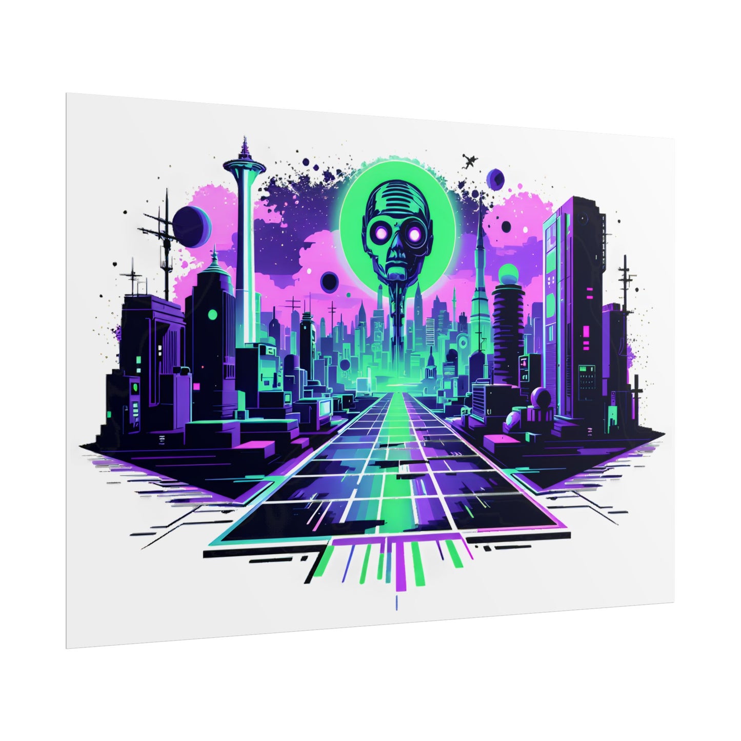 Futuristic Alien City Rolled Poster