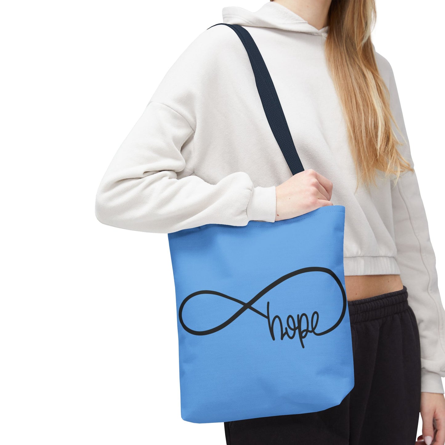 Blue Hope Infinity Tote Bag – Inspirational Double-Sided Print in 3 Sizes