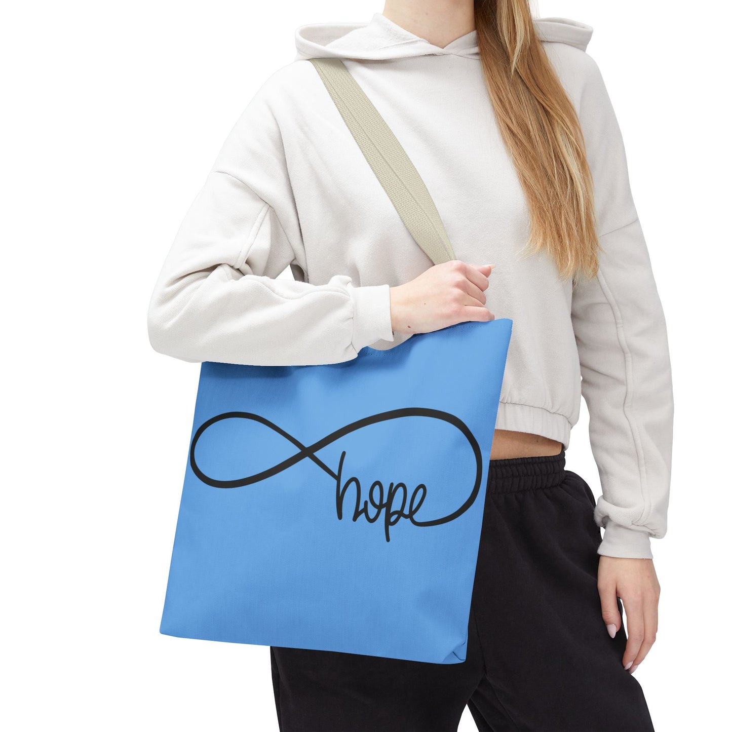 Blue Hope Infinity Tote Bag – Inspirational Double-Sided Print in 3 Sizes