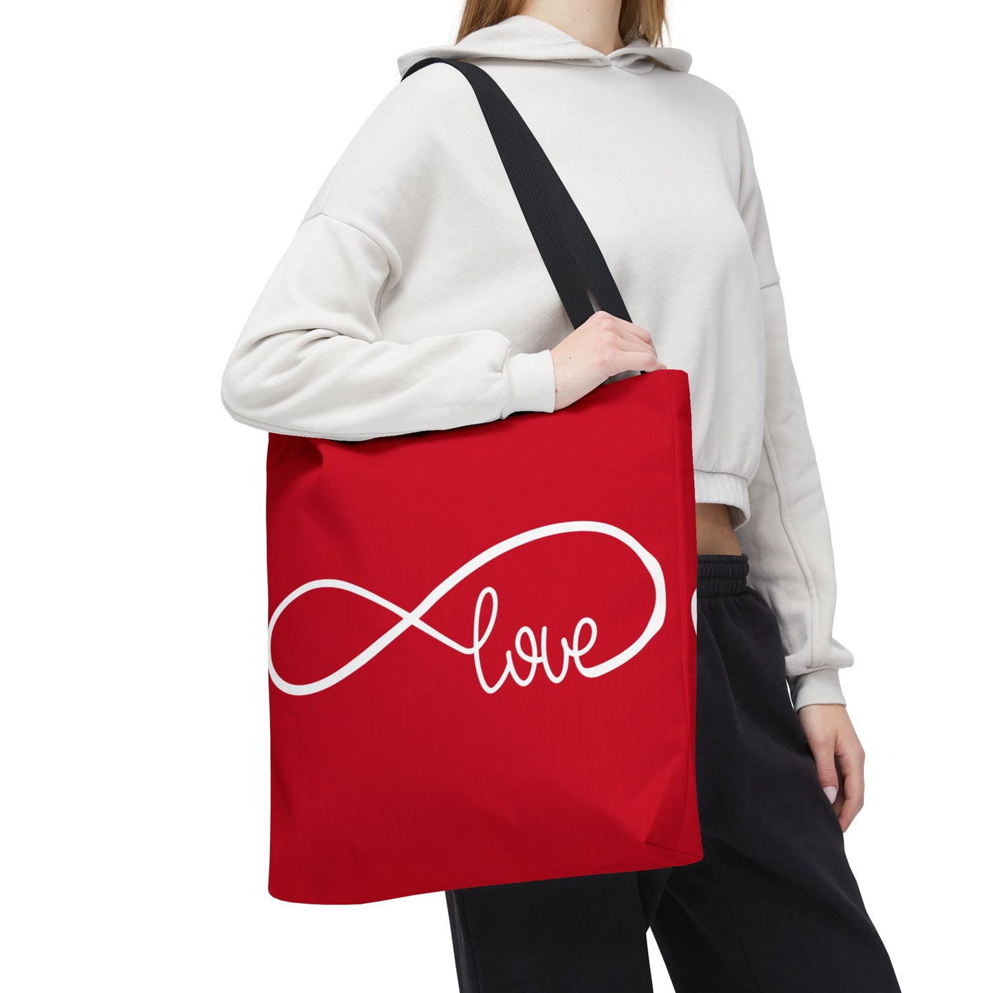 Red Love Infinity Symbol Tote Bag – Romantic Double-Sided Print in 3 Sizes
