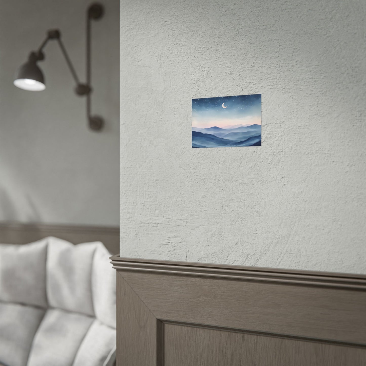 Misty Mountain Nightscape Rolled Poster