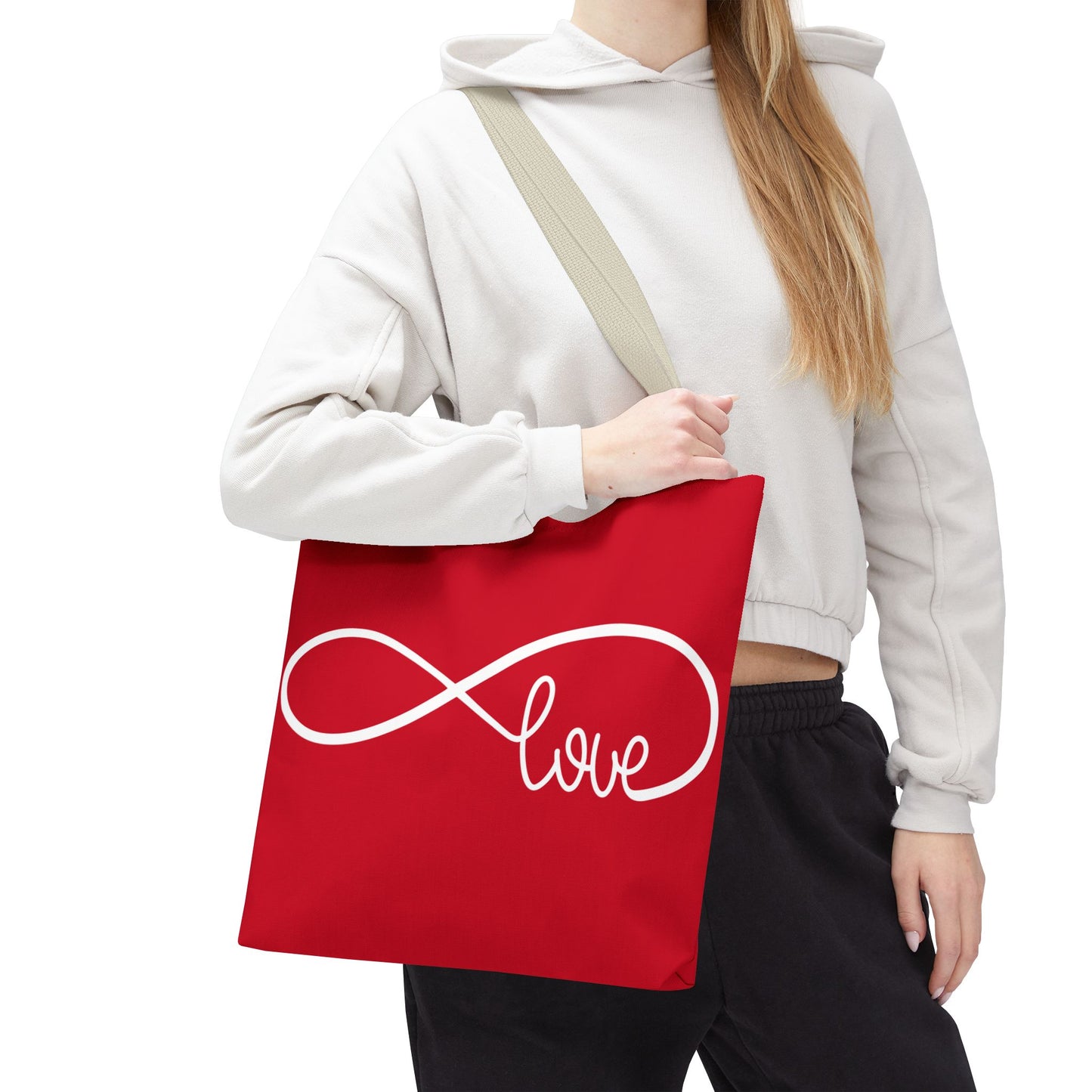Red Love Infinity Symbol Tote Bag – Romantic Double-Sided Print in 3 Sizes