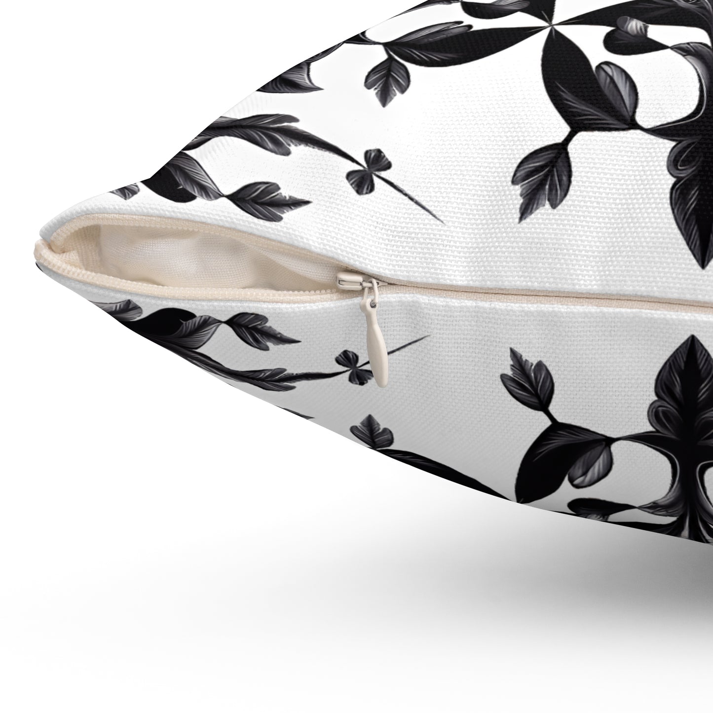 Floral Mandala Square Pillow – Black & White Botanical Elegance