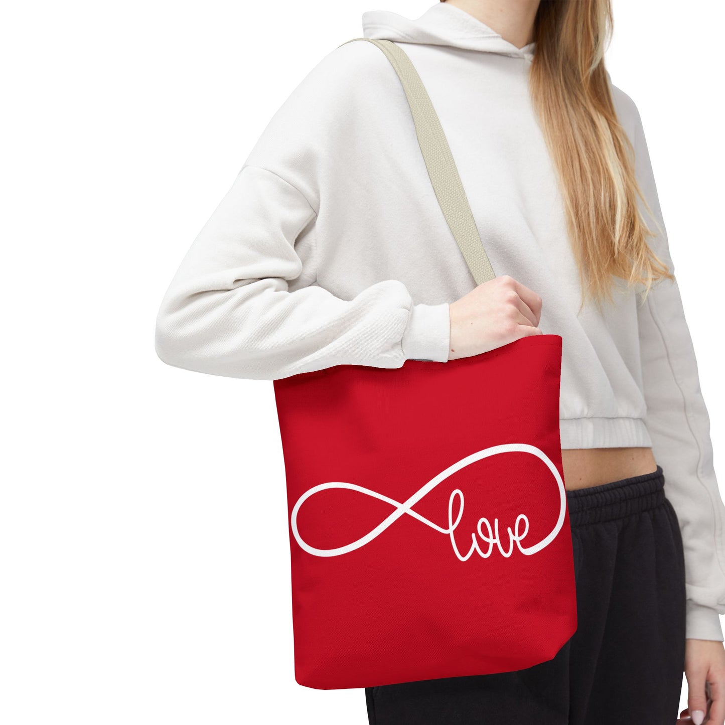 Red Love Infinity Symbol Tote Bag – Romantic Double-Sided Print in 3 Sizes