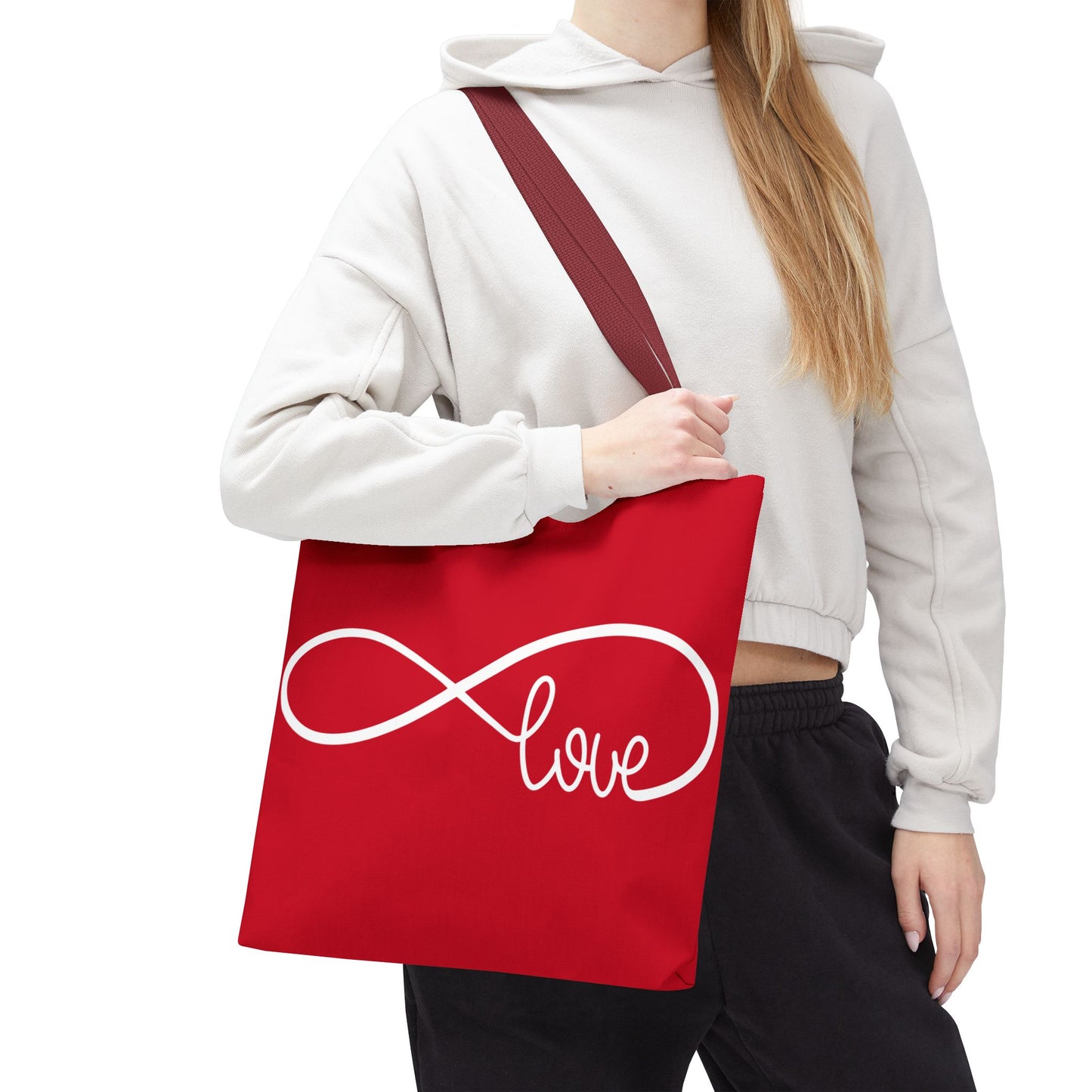 Red Love Infinity Symbol Tote Bag – Romantic Double-Sided Print in 3 Sizes