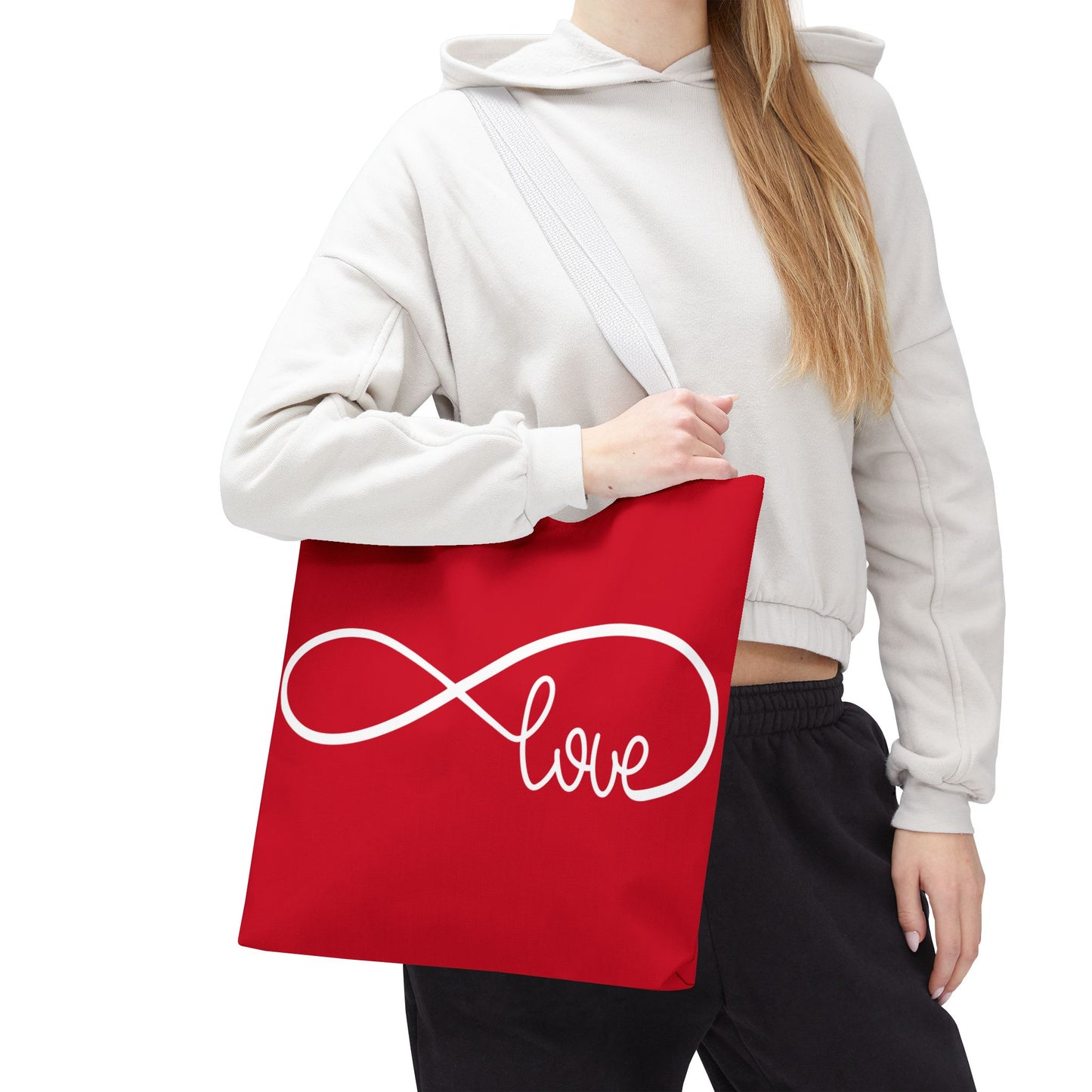 Red Love Infinity Symbol Tote Bag – Romantic Double-Sided Print in 3 Sizes