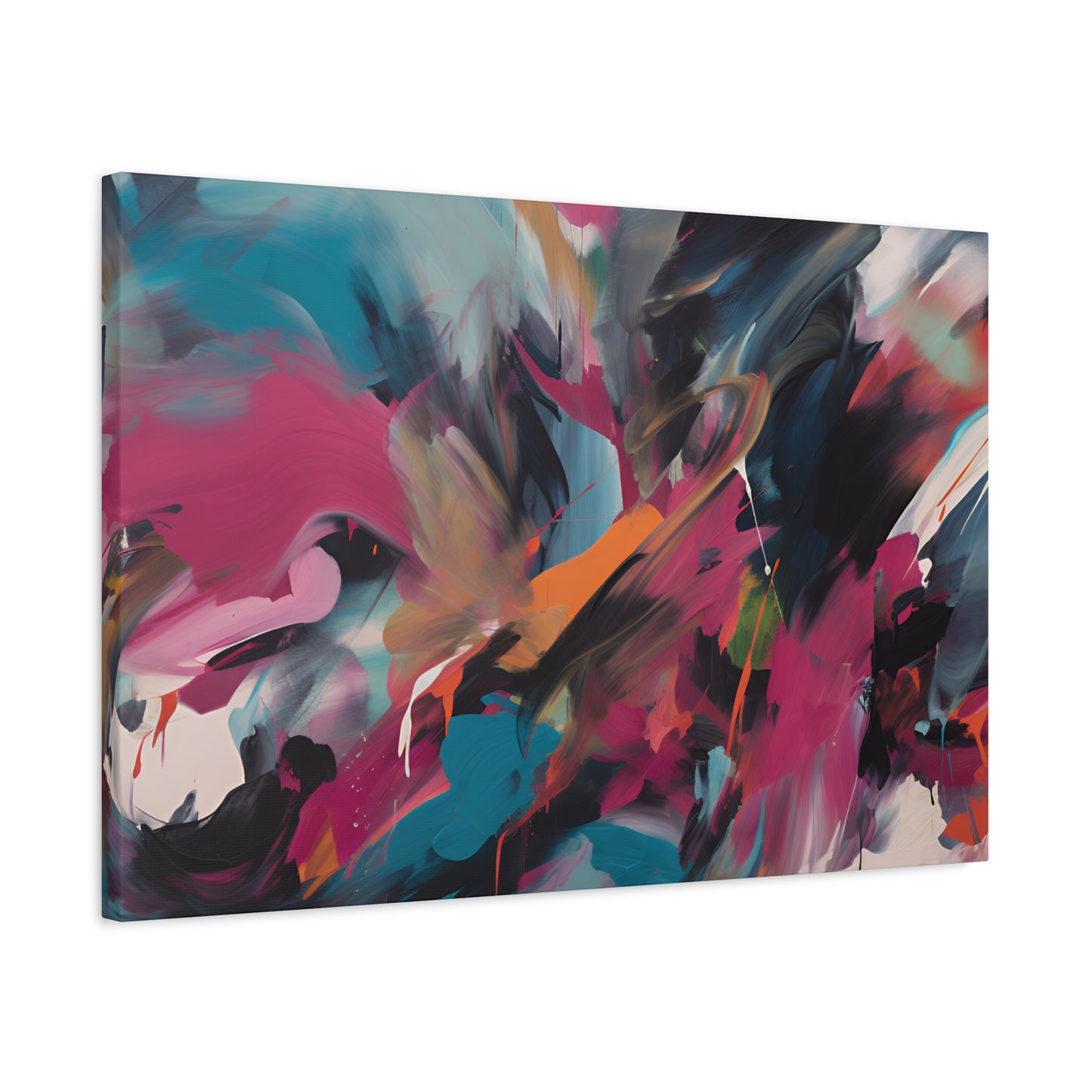 Canvas Art Print, Abstract Painting, Large Wall Art, Contemporary Home Decor, Office Decor, Fuchsia Teal Black Artwork, Trendy Wall Hanging