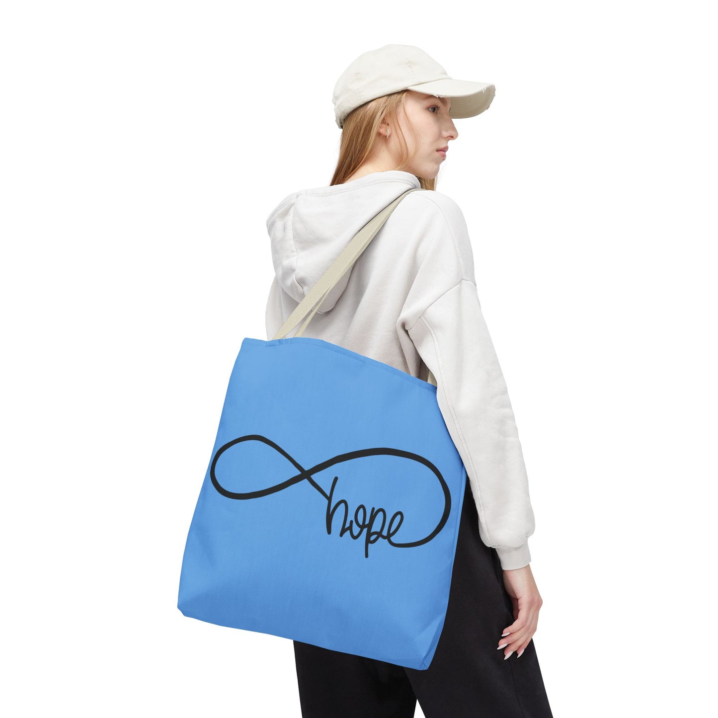 Blue Hope Infinity Tote Bag – Inspirational Double-Sided Print in 3 Sizes