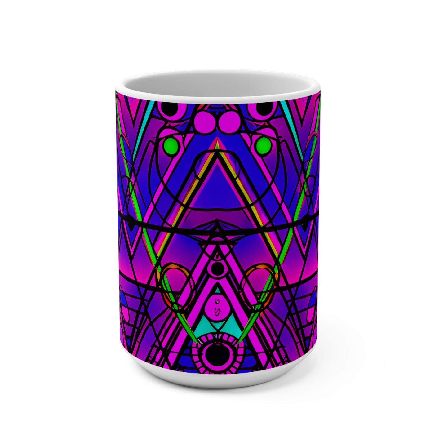 Vibrant Geometric Mug – Psychedelic Boho-Inspired Drinkware (15oz)