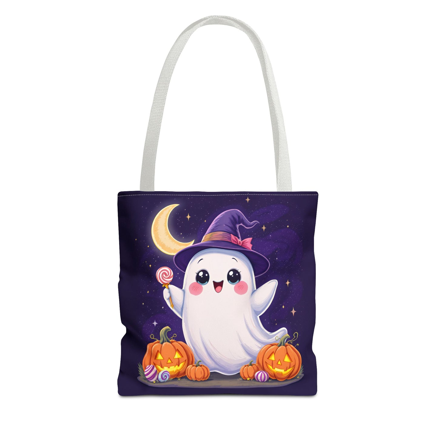 Halloween Ghost Tote Bag, Spooky Season Bag, Cute Pumpkin Bag, Trick or Treat Tote, Whimsical Ghost Shopper