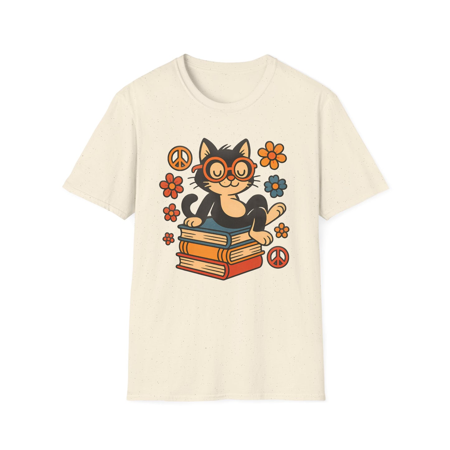 Cute Cat Reading T-Shirt – Vintage-Inspired Tee for Bookworms, Cat Lovers & Peaceful Souls