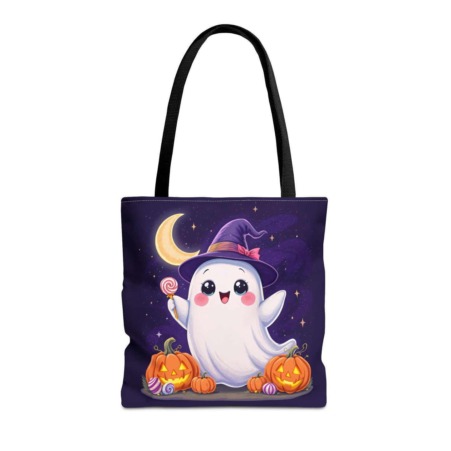 Halloween Ghost Tote Bag, Spooky Season Bag, Cute Pumpkin Bag, Trick or Treat Tote, Whimsical Ghost Shopper