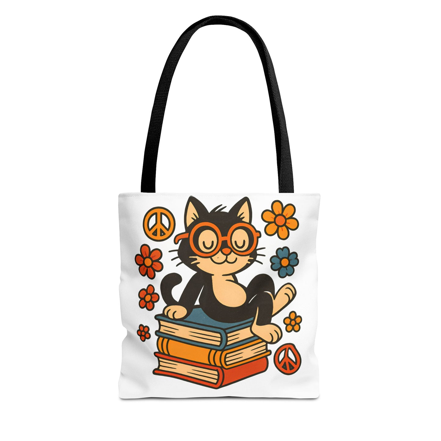Charming Cat Tote Bag – Cute Pet Lover Gift, Floral Bookish Design, Eco-Friendly Everyday Carry