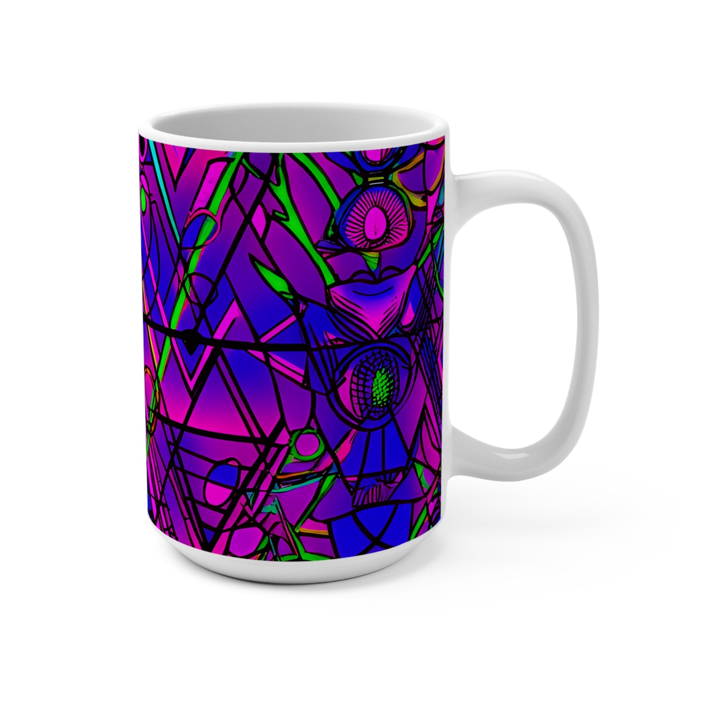Vibrant Geometric Mug – Psychedelic Boho-Inspired Drinkware (15oz)
