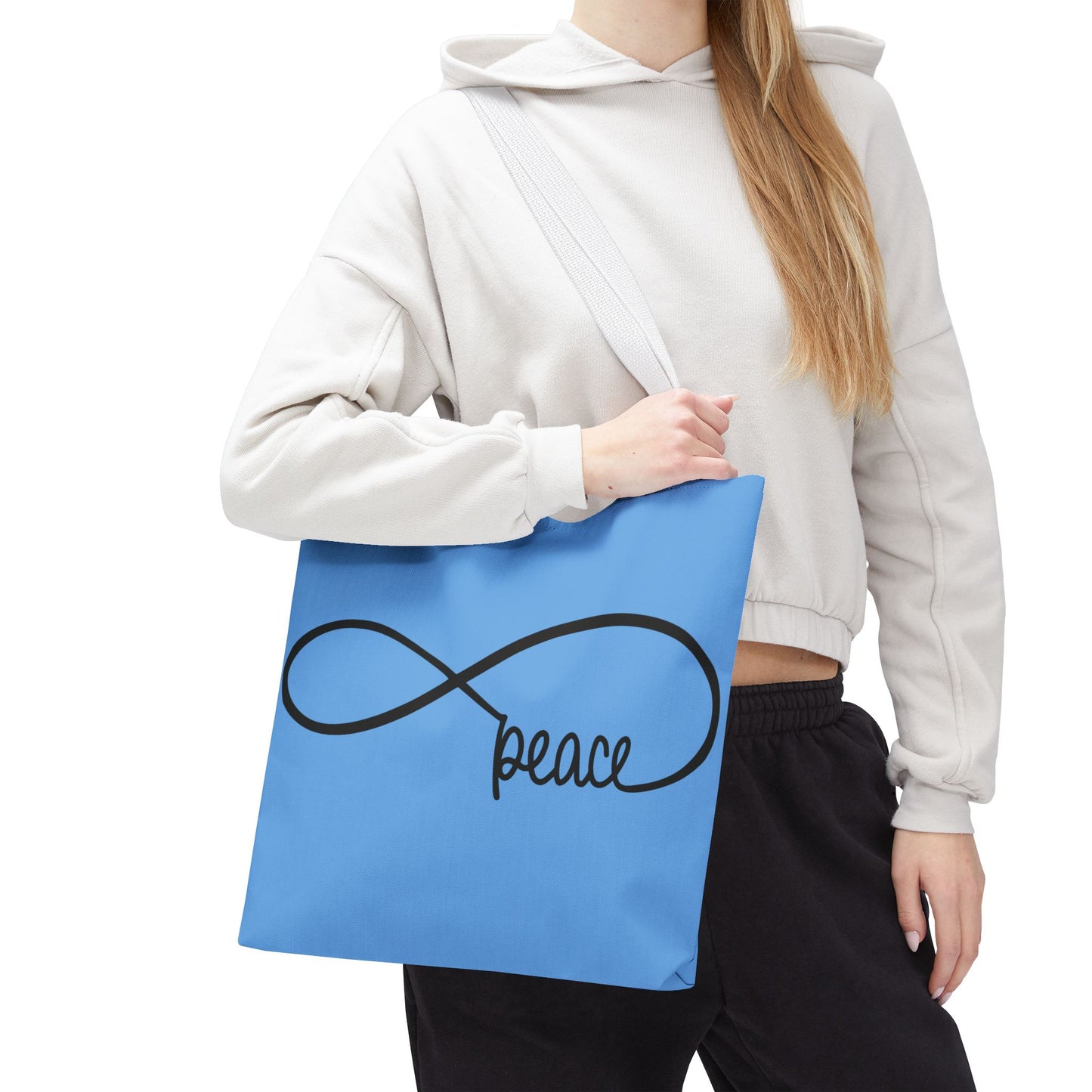 Blue Peace Infinity Tote Bag – Inspirational Double-Sided Print in 3 Sizes