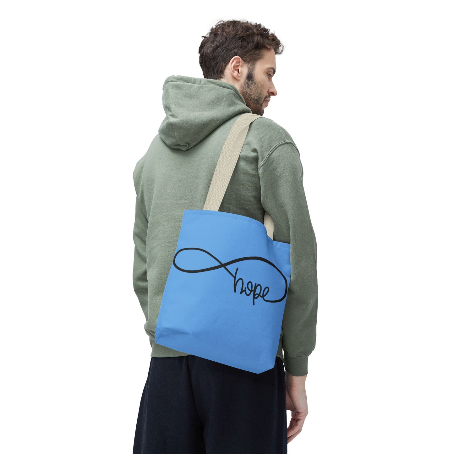Blue Hope Infinity Tote Bag – Inspirational Double-Sided Print in 3 Sizes