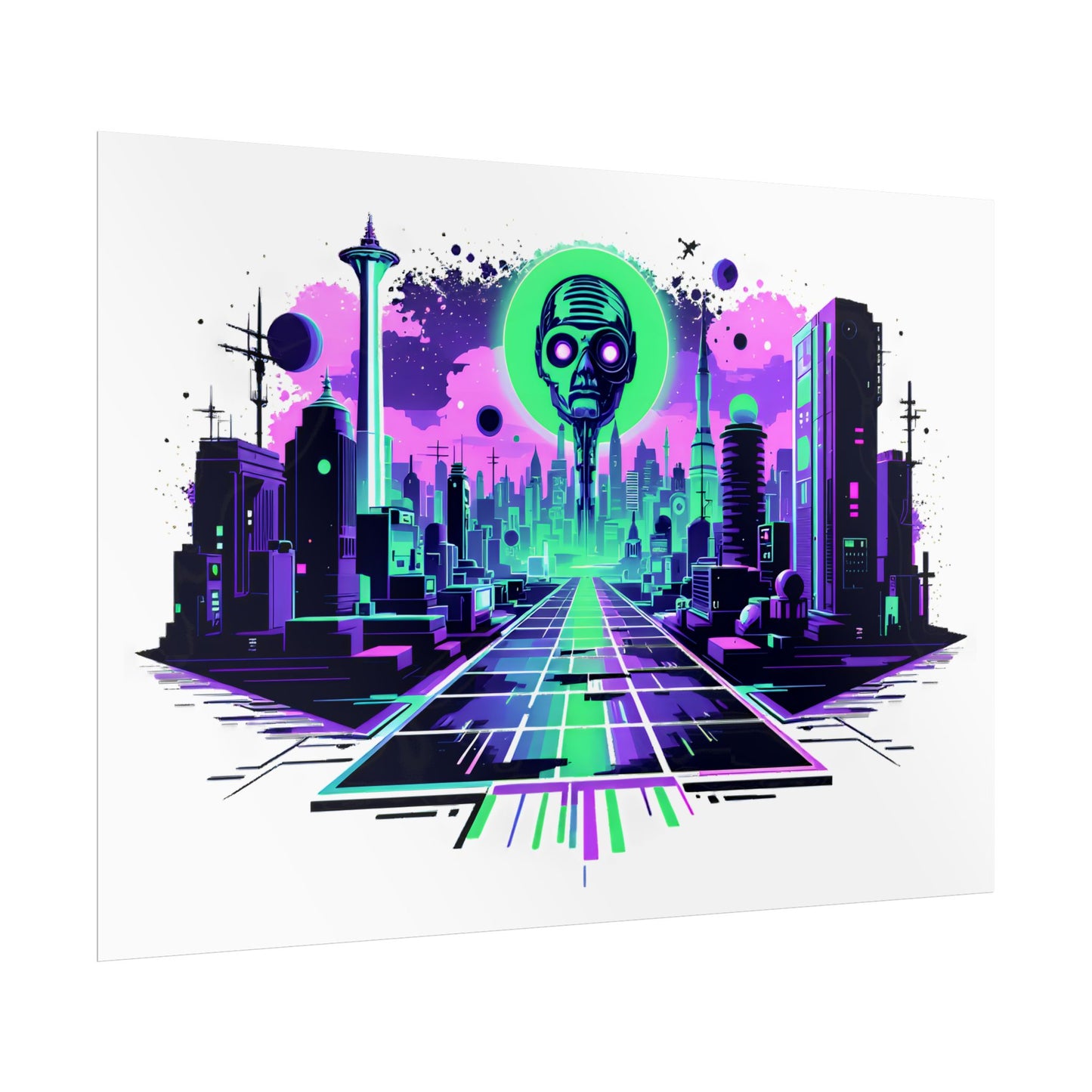 Futuristic Alien City Rolled Poster