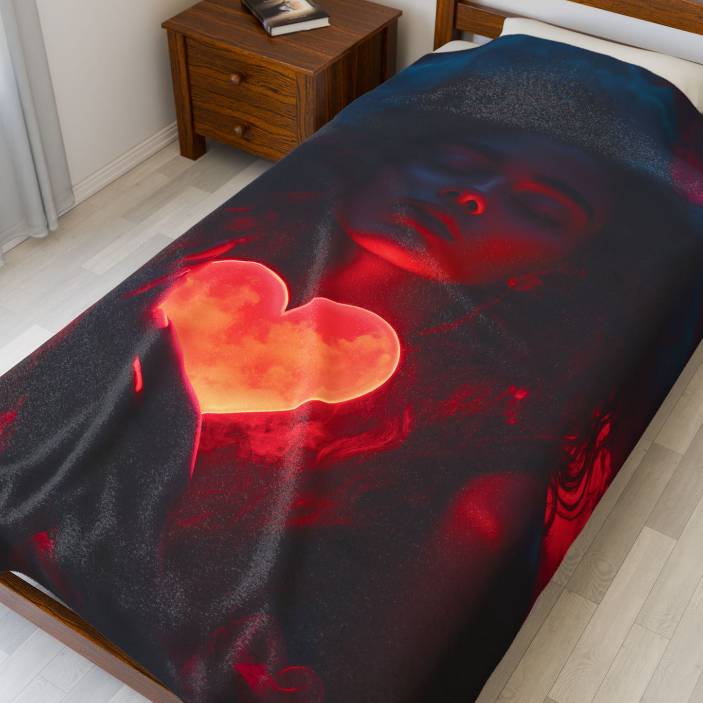 Romantic Velveteen Plush Blanket with Heart Design - Cozy Gift for Valentine's Day, Home Decor, Throw Blanket, Soft Blanket, Bedroom