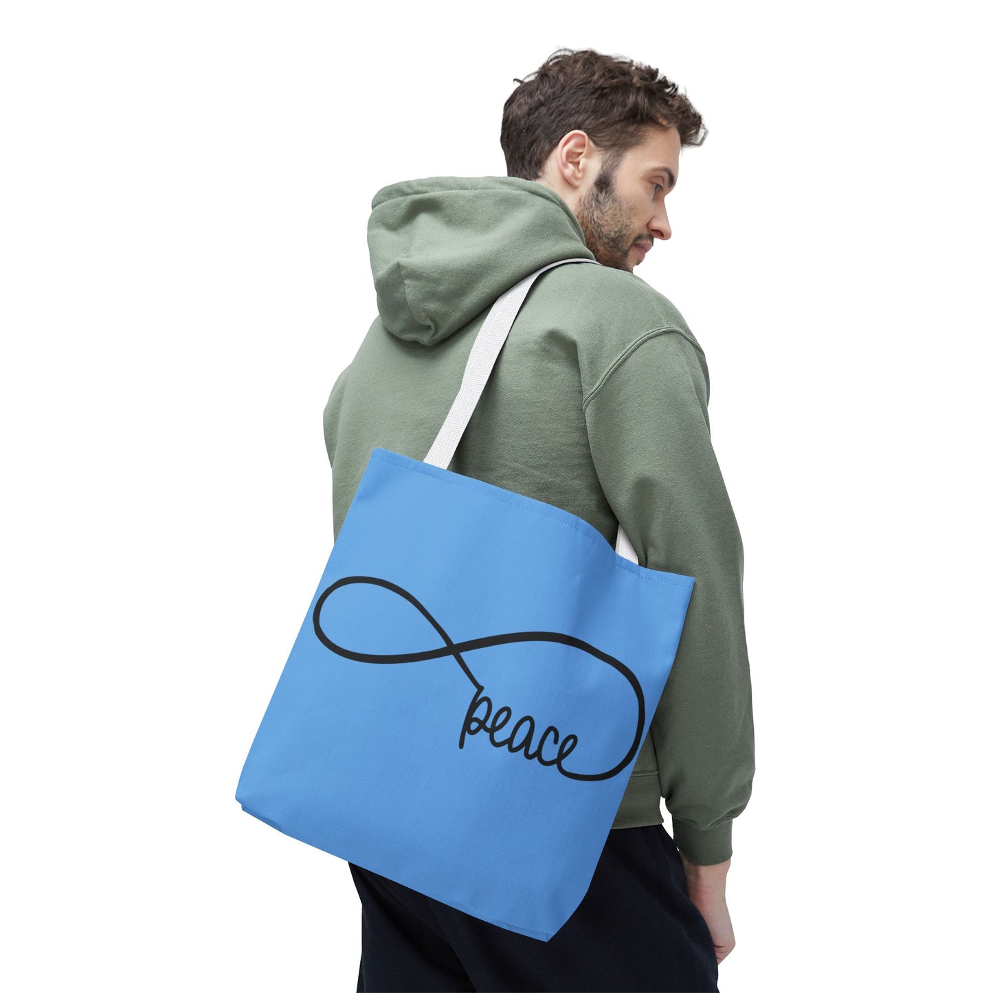 Blue Peace Infinity Tote Bag – Inspirational Double-Sided Print in 3 Sizes