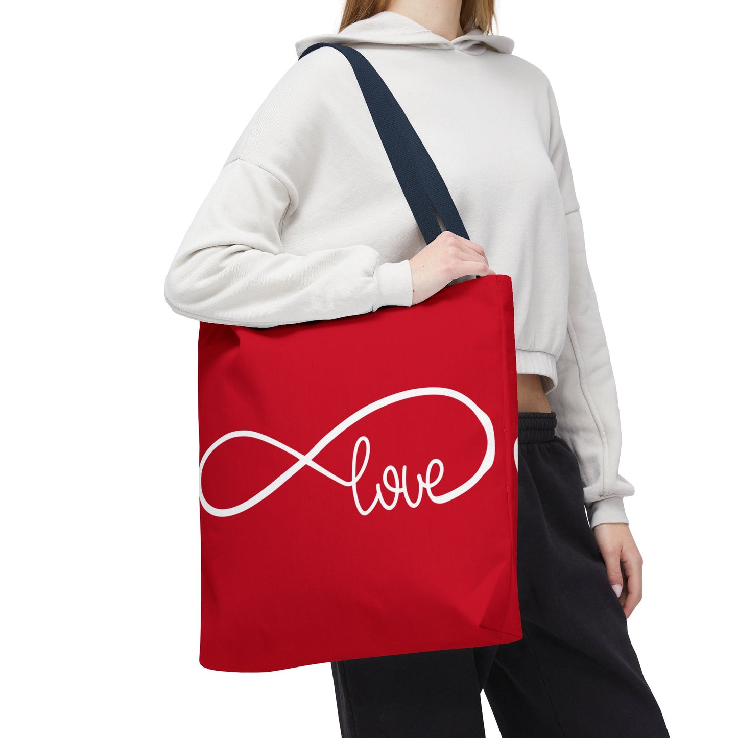 Red Love Infinity Symbol Tote Bag – Romantic Double-Sided Print in 3 Sizes