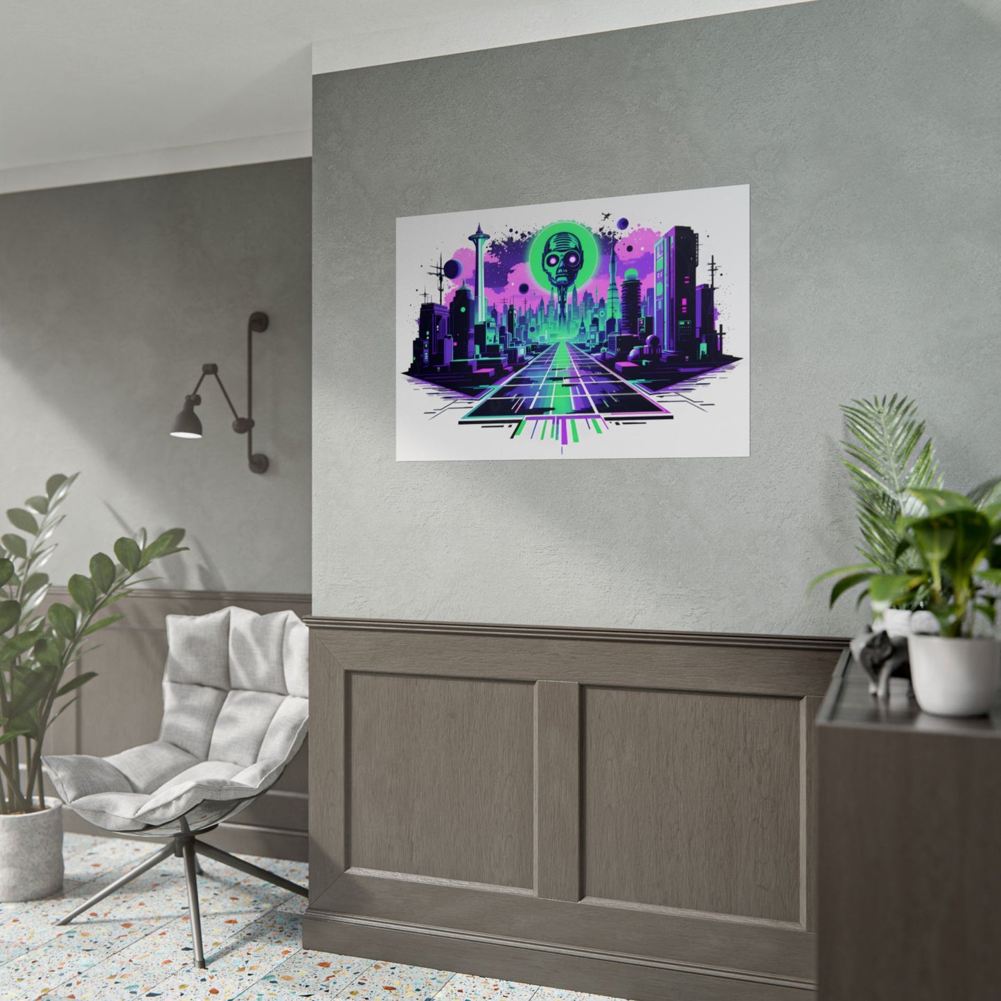 Futuristic Alien City Rolled Poster