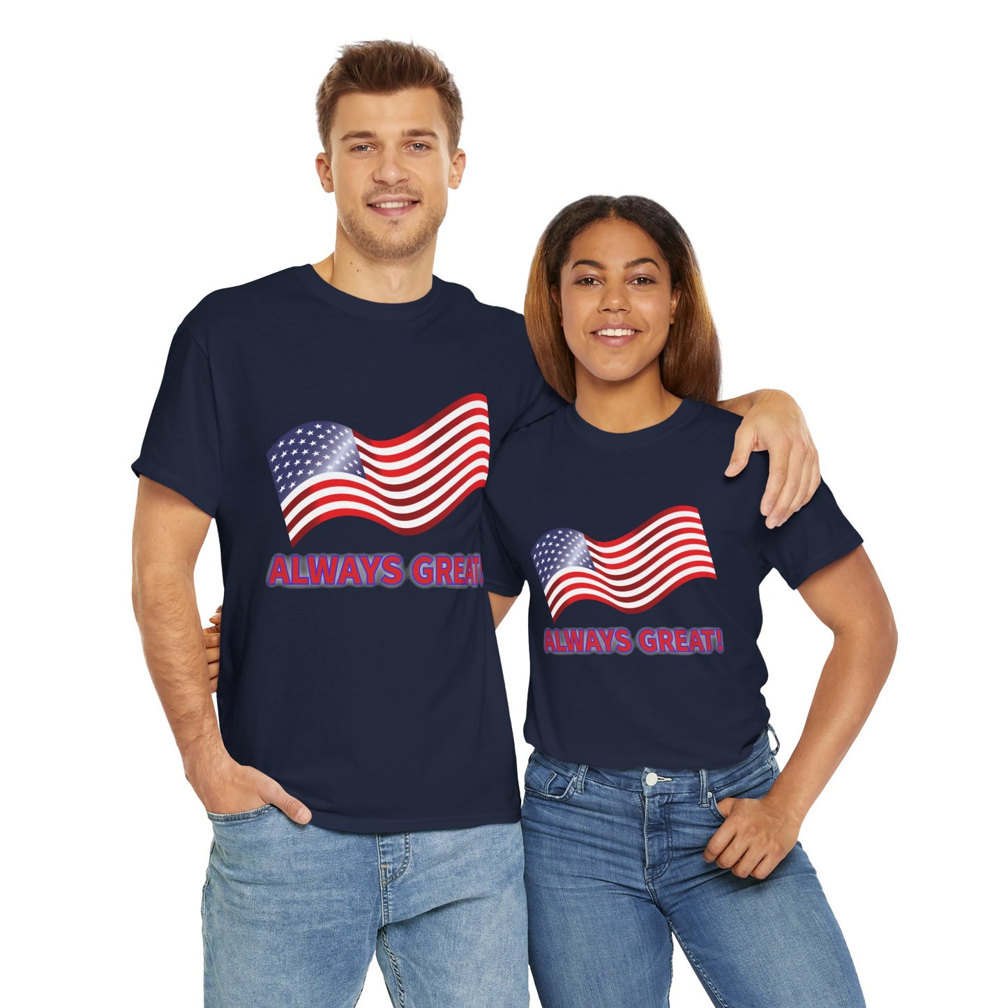 Bold American Flag T-Shirt, Always Great Unisex Heavy Cotton Tee
