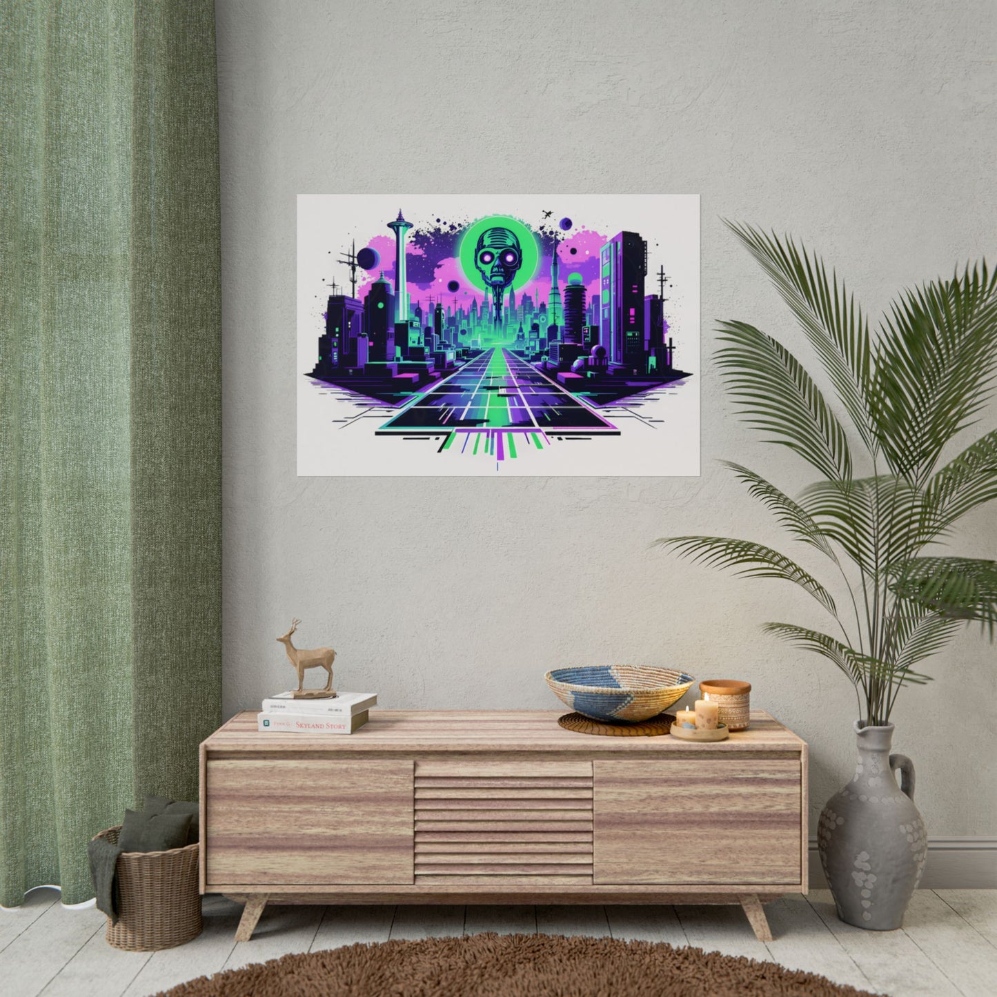 Futuristic Alien City Rolled Poster