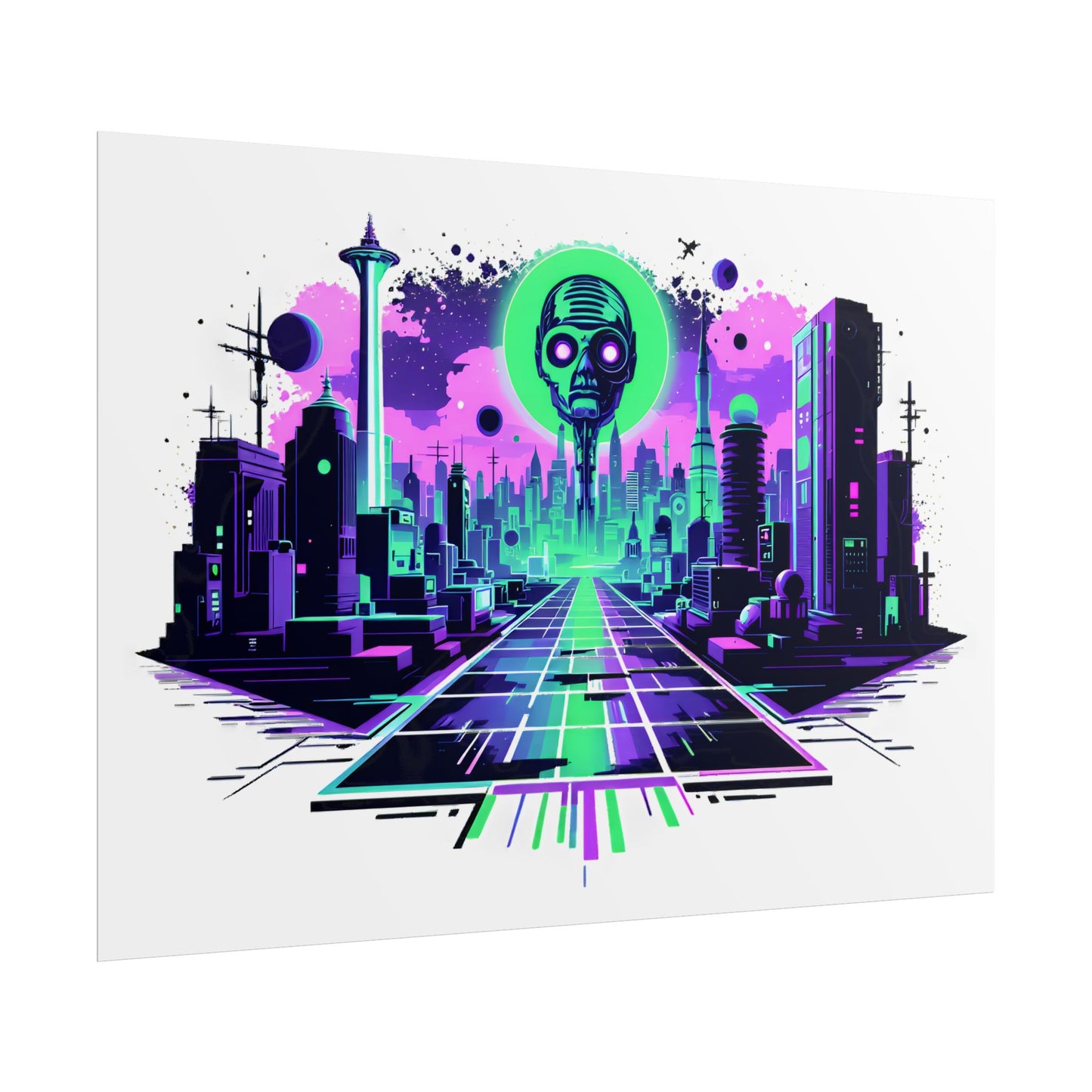 Futuristic Alien City Rolled Poster