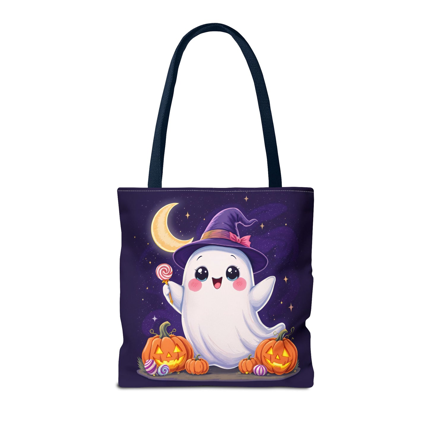Halloween Ghost Tote Bag, Spooky Season Bag, Cute Pumpkin Bag, Trick or Treat Tote, Whimsical Ghost Shopper
