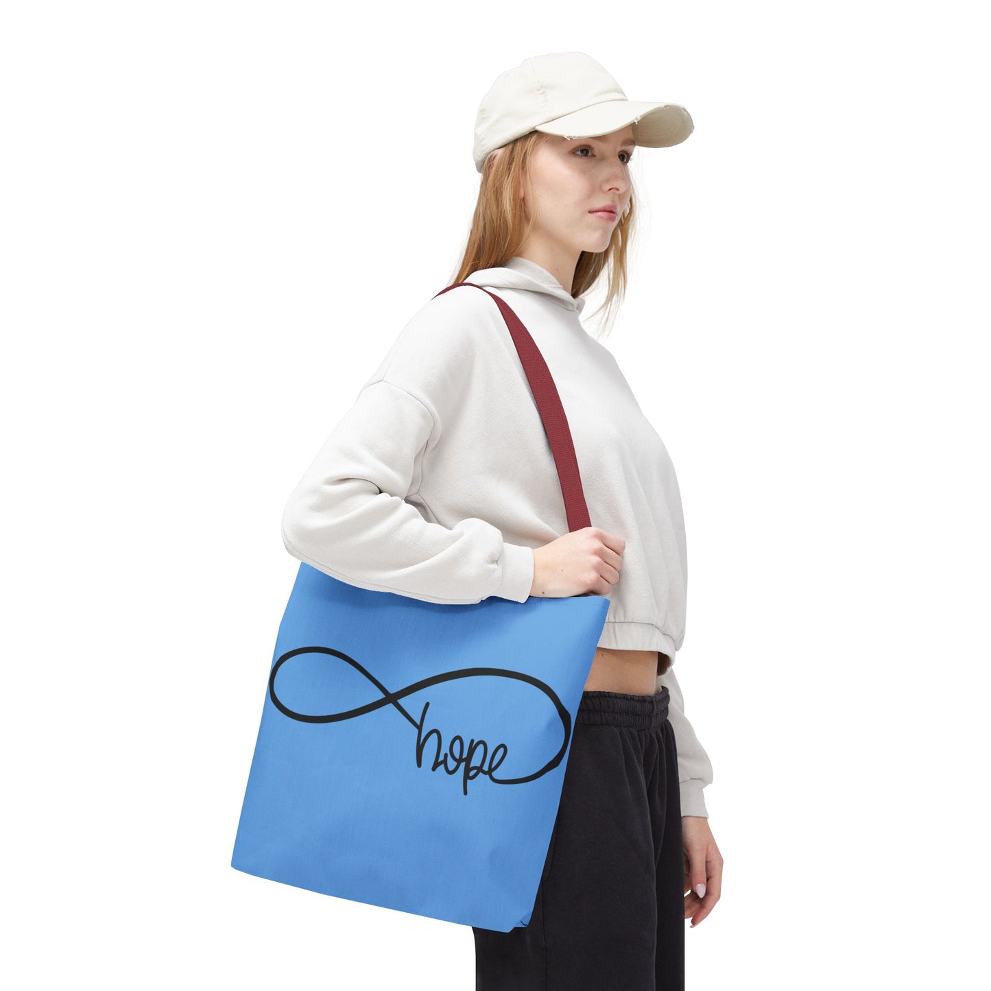 Blue Hope Infinity Tote Bag – Inspirational Double-Sided Print in 3 Sizes