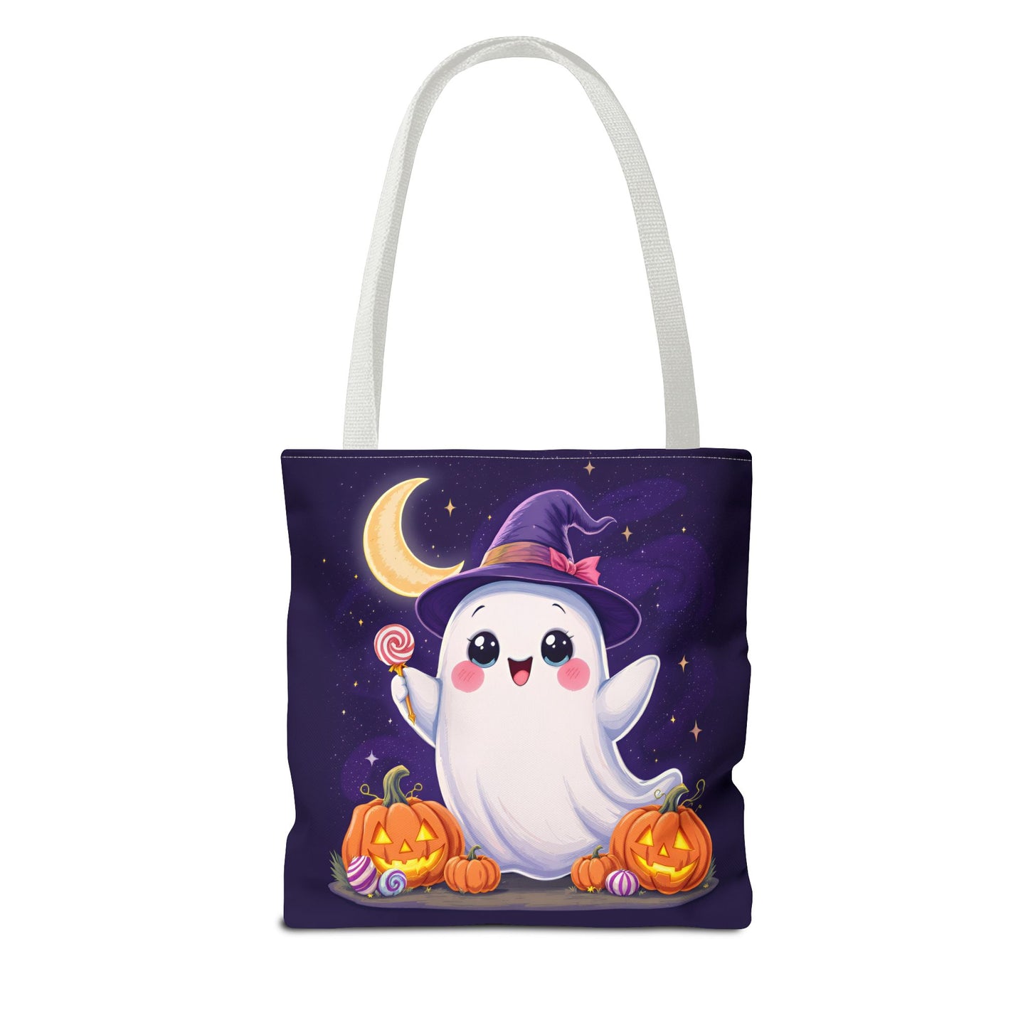 Halloween Ghost Tote Bag, Spooky Season Bag, Cute Pumpkin Bag, Trick or Treat Tote, Whimsical Ghost Shopper