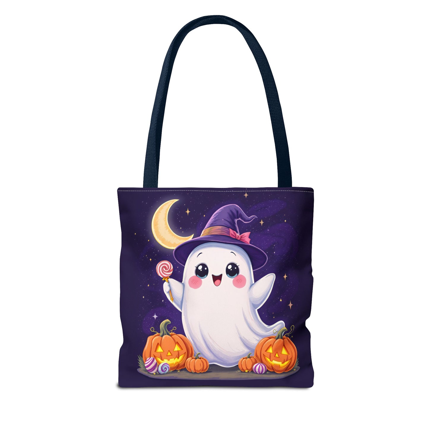 Halloween Ghost Tote Bag, Spooky Season Bag, Cute Pumpkin Bag, Trick or Treat Tote, Whimsical Ghost Shopper