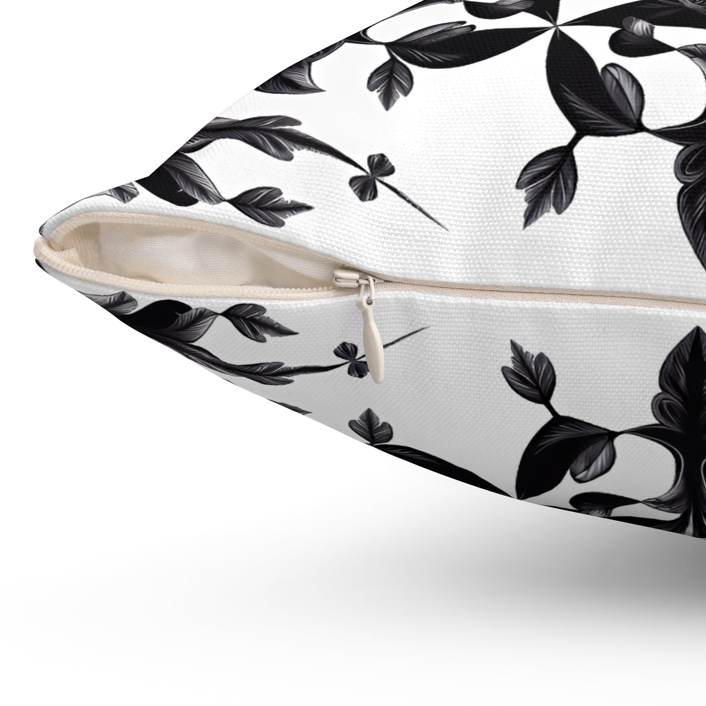 Floral Mandala Square Pillow – Black & White Botanical Elegance