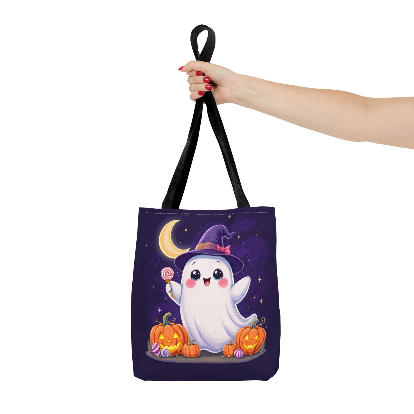 Halloween Ghost Tote Bag, Spooky Season Bag, Cute Pumpkin Bag, Trick or Treat Tote, Whimsical Ghost Shopper