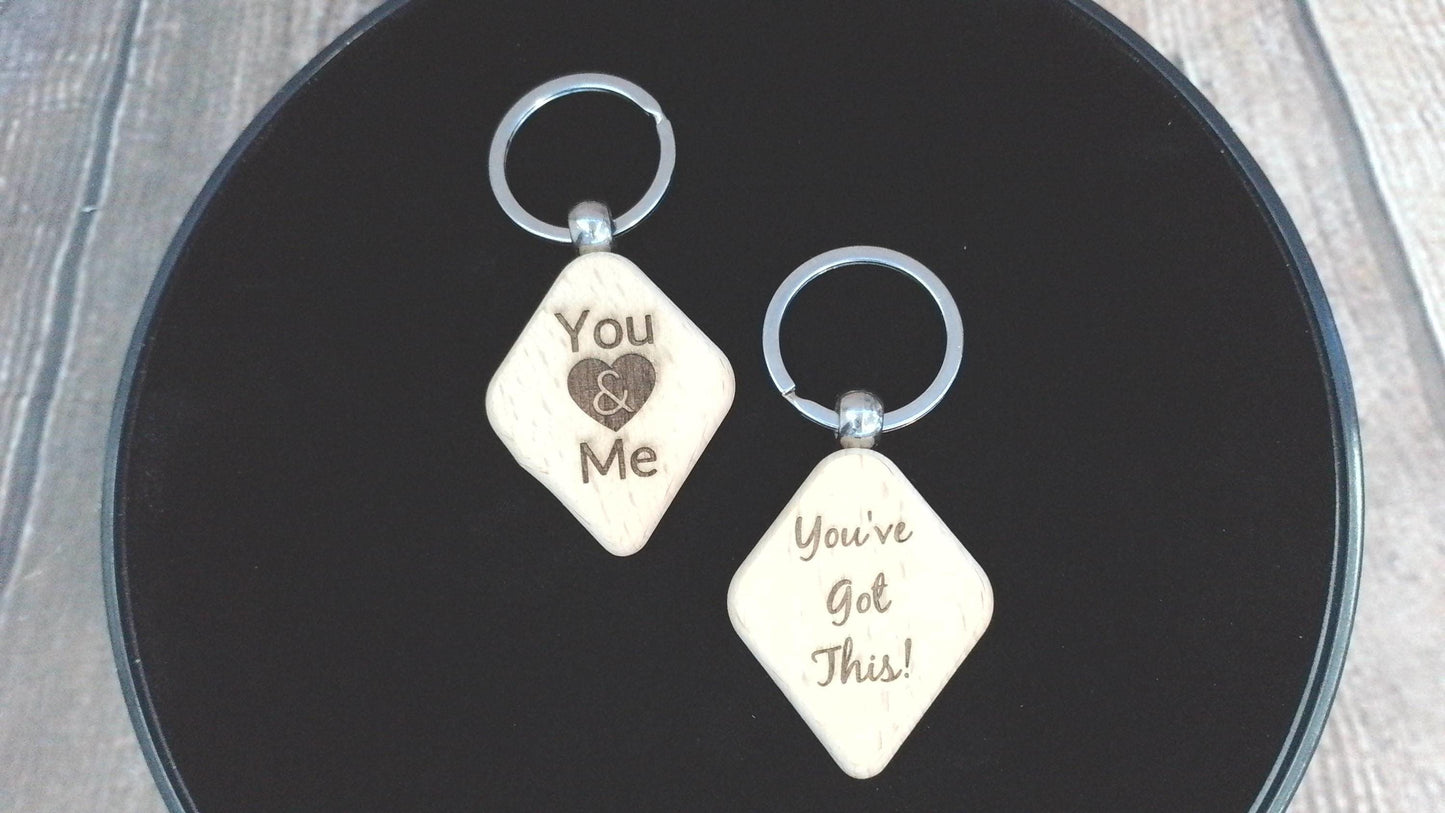 Personalized Wooden Keychain β Laser Engraved Gift β Custom Shape & Message