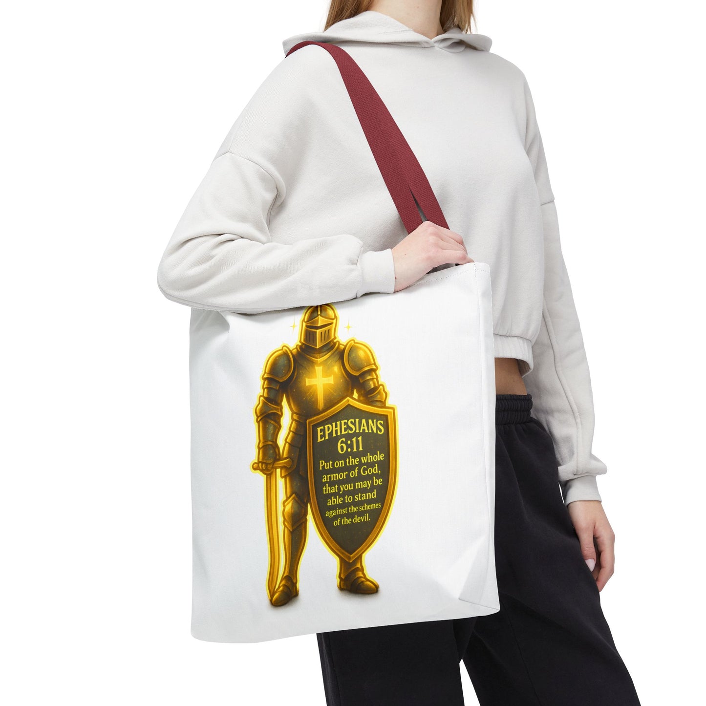 Armor Emblem Tote Bag – Ephesians 6:11 Christian Faith Tote
