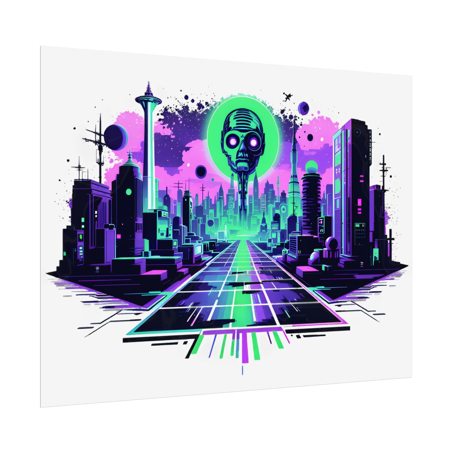 Futuristic Alien City Rolled Poster