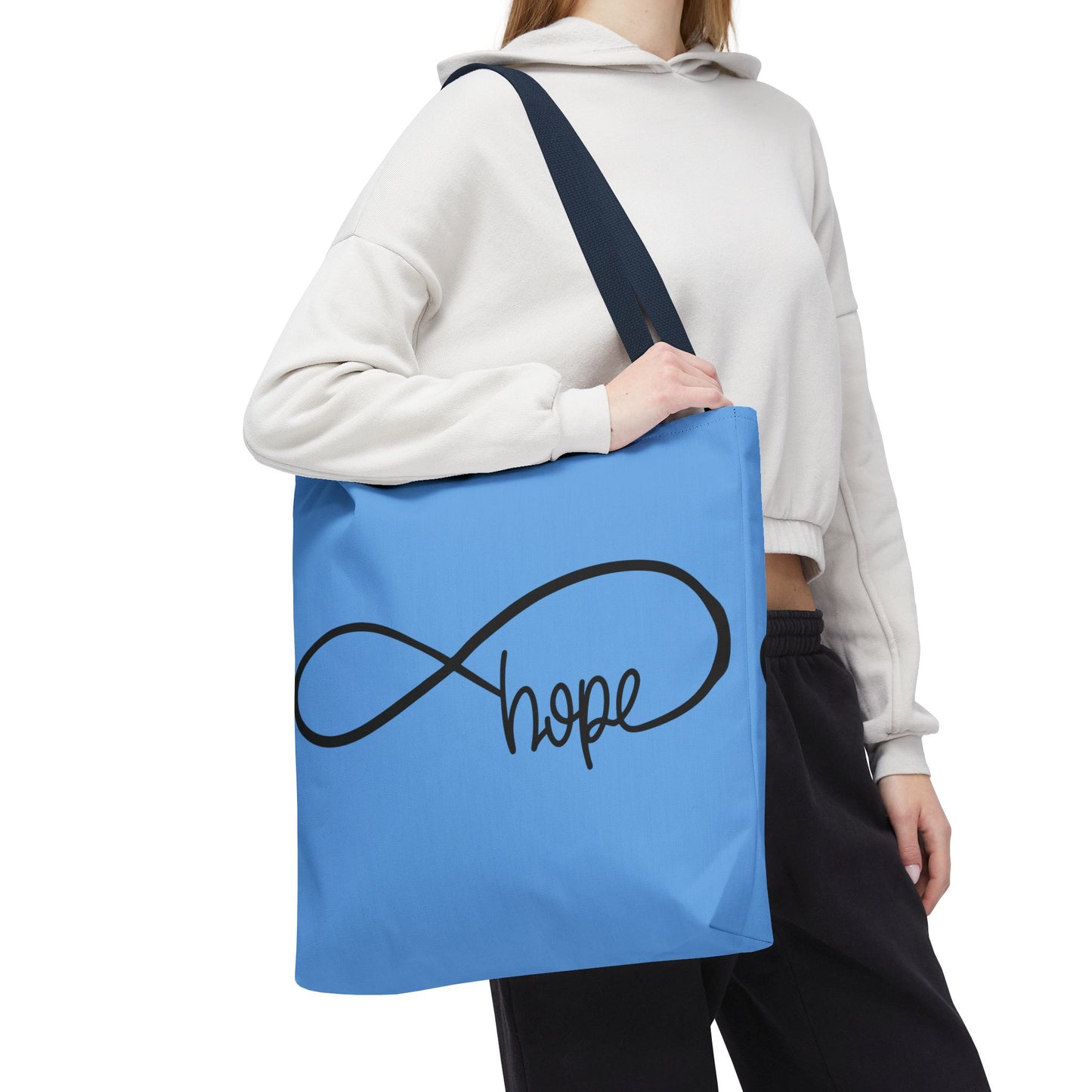 Blue Hope Infinity Tote Bag – Inspirational Double-Sided Print in 3 Sizes