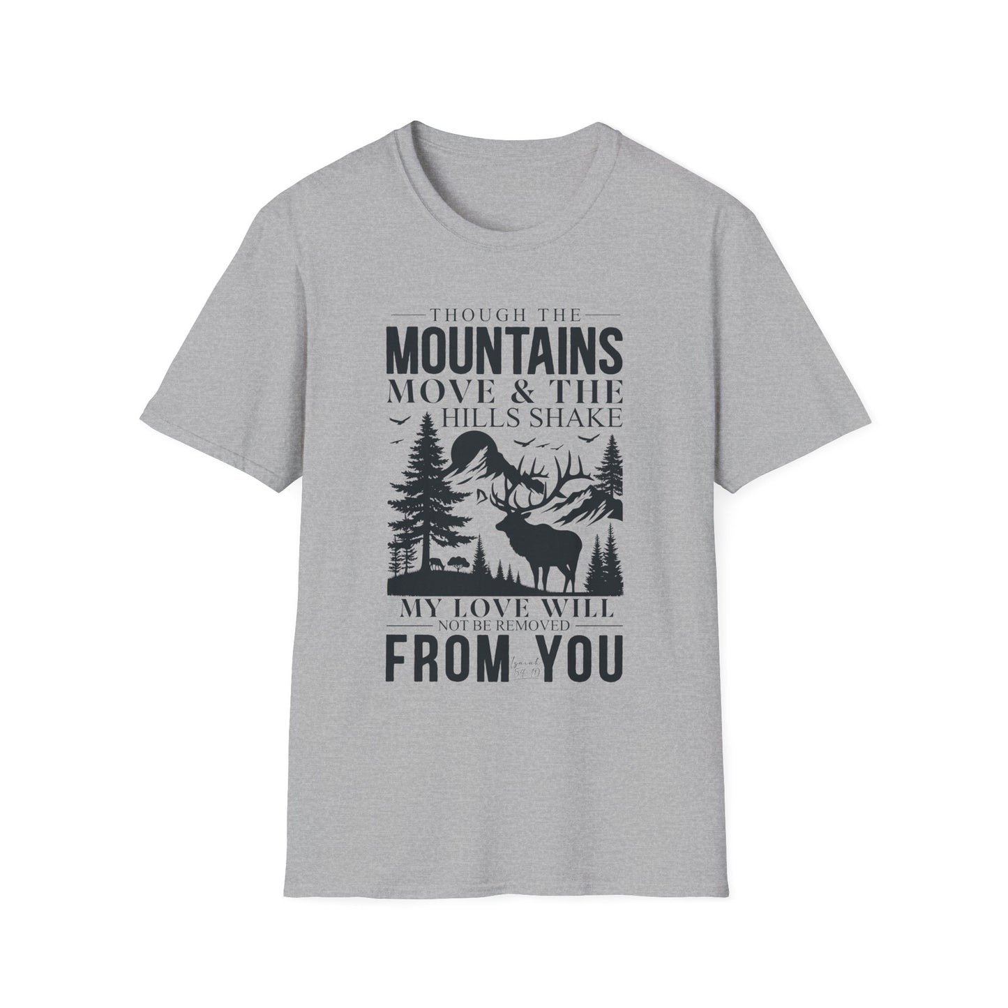 Isaiah 54:10 – Deer & Mountains T-Shirt - Bible Verse Tee