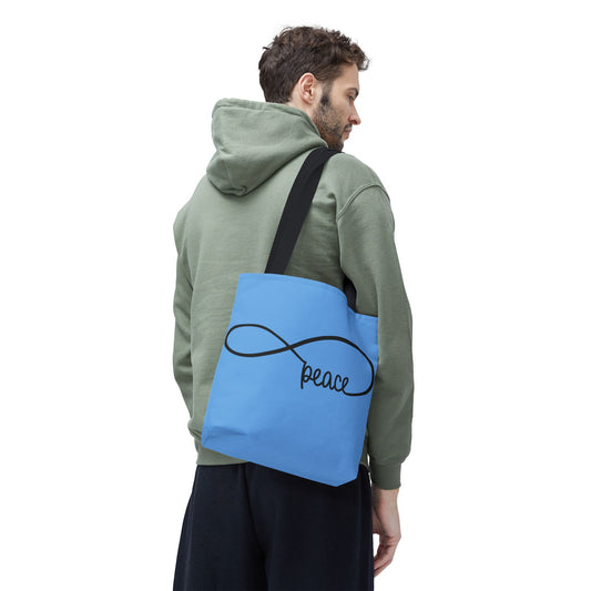 Blue Peace Infinity Tote Bag – Inspirational Double-Sided Print in 3 Sizes