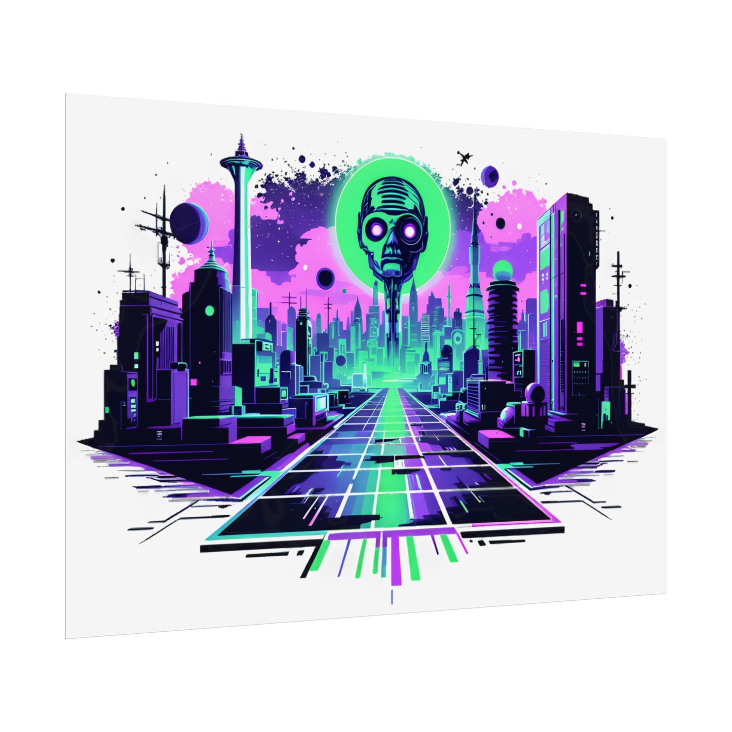 Futuristic Alien City Rolled Poster