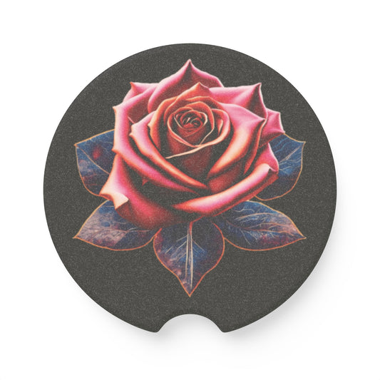 Rose Soapstone Car Coaster - Floral Car Accessory, Unique Gift for Car Lovers, Home Decor, Mother's Day Present, Vintage Style