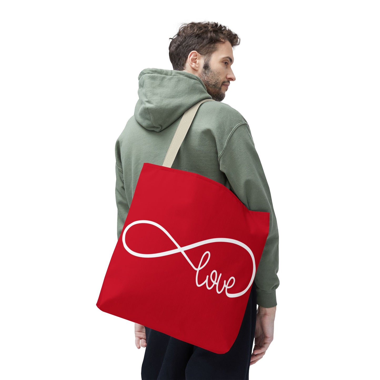 Red Love Infinity Symbol Tote Bag – Romantic Double-Sided Print in 3 Sizes