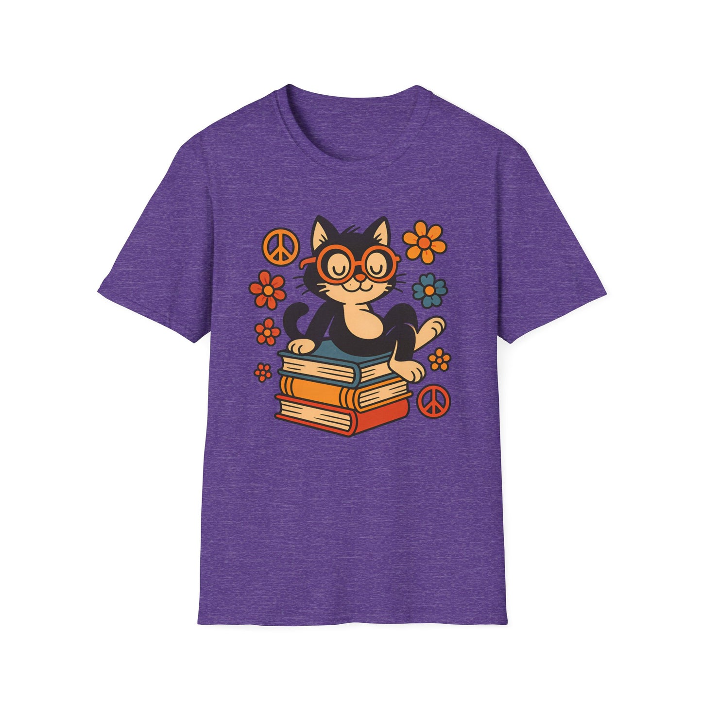 Cute Cat Reading T-Shirt – Vintage-Inspired Tee for Bookworms, Cat Lovers & Peaceful Souls