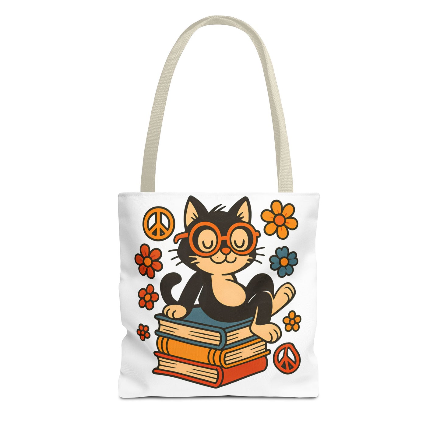 Charming Cat Tote Bag – Cute Pet Lover Gift, Floral Bookish Design, Eco-Friendly Everyday Carry