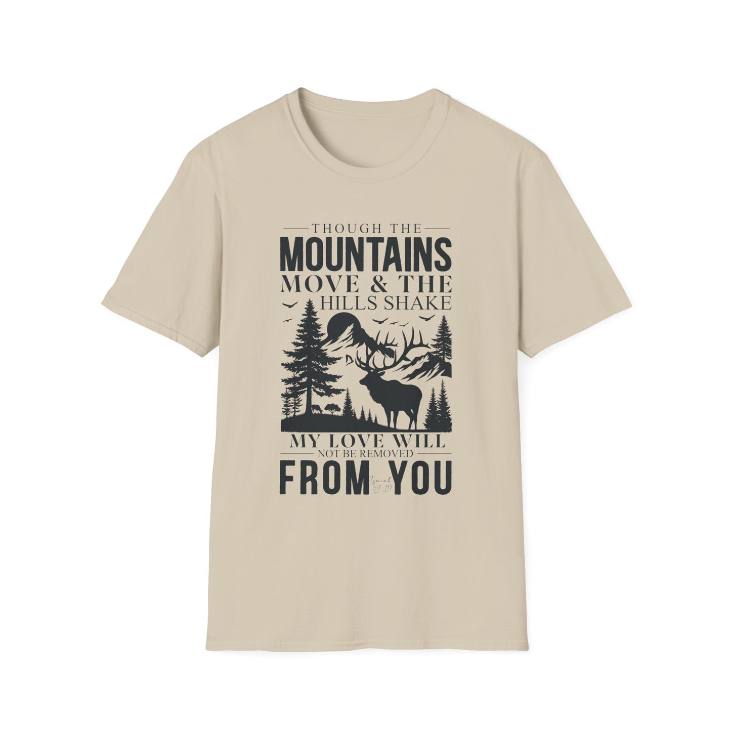 Isaiah 54:10 – Deer & Mountains T-Shirt - Bible Verse Tee