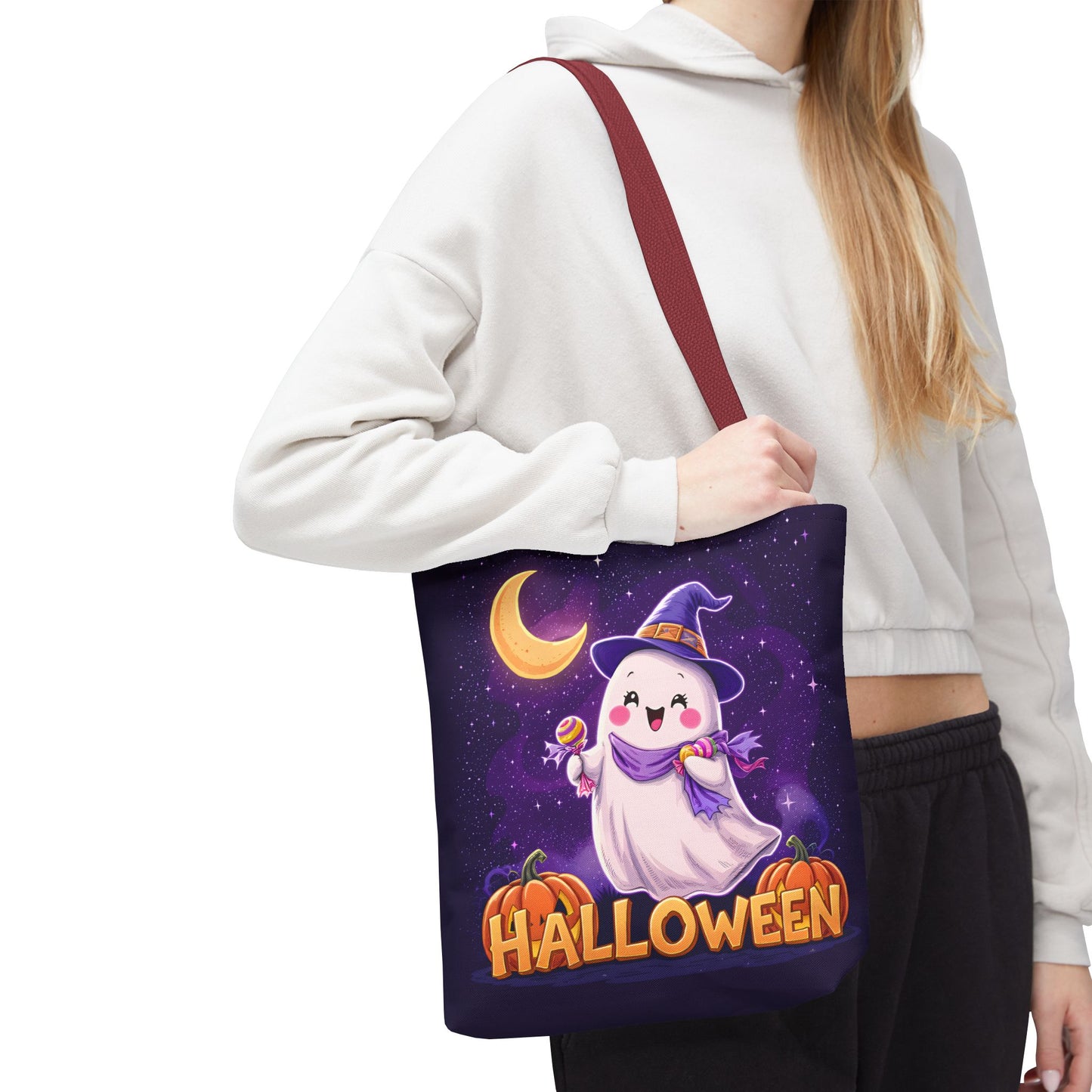Halloween Ghost Tote Bag, Cute Halloween Bag, Trick or Treat Tote, Spooky Season Accessory, Pumpkin Spice Tote, Gift for Halloween Lovers